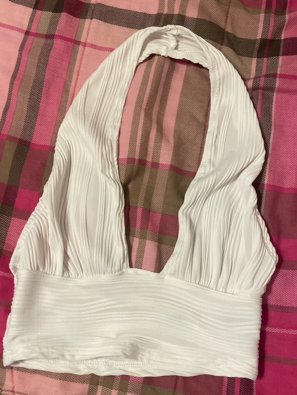 White halter neck crop top | XS